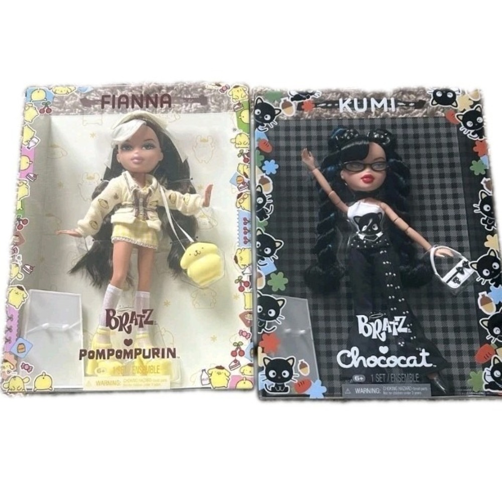 Bratz x Hello Kitty Fianna Pompompurin & Kumi Chococat Dolls Sanrio AUTHENTIC
